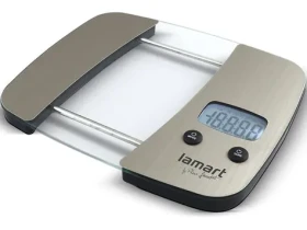 Lamart Equal Kuchynská váha šedá / LCD display / max 5000g / 2x AAA / nerez (8590669335756)