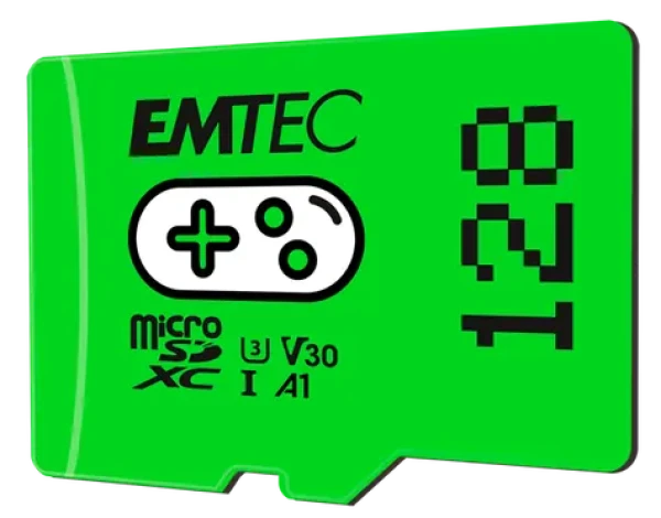 EMTEC MicroSD Gaming Card 128GB SDXC CL.10 / UHS1 U3 V30 A1 / čítanie: 100MBs / zápis: 50MBs (ECMSDM128GXCU3G)