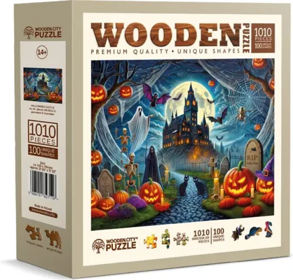 Wooden City Drevené puzzle Halloweensky hrad