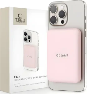 Tech-Protect PB10 Lifemag ružová / Powerbanka / MagSafe / 5000 mAh (5906302309528)