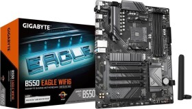 Gigabyte Gigabyte B550 EAGLE WIFI6 | Processor family AMD | Processor socket AM4 | DDR4 | Supported hard disk drive interfaces SATA, M.2 | Number of SATA connectors 4