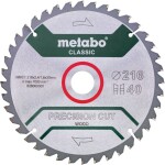 Pílový kotúč Precision Cut Classic Metabo 628060000 Priemer: 216 mm Počet zubov (na palec): 40 Hrúbka:1.8 mm; 628060000