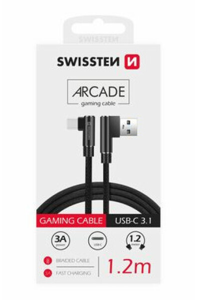 SWISSTEN ARCADE Textilný dátový kábel USB USB-C 1.2m čierna (71528000)