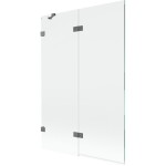 MEXEN/S - Lunar vaňová zástena 2-krídlová ľavá 120 x 150, transparent, grafit metal 897-120-100-95-00-L