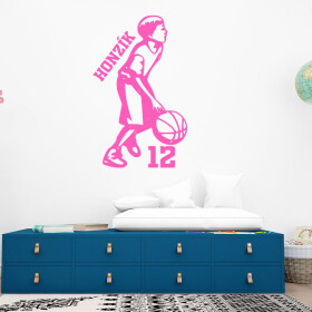Veselá Stena Samolepka Malý basketbalista Farba: růžová, Veľkosť: 80 x 49 cm