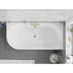 MEXEN/S - Silo voľne stojaca rohová vaňa pravá reliéf 170 x 80, biela, sifón a prepad zlatá 52891708000P-50