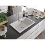 MEXEN MEXEN - Elix granitový drez 1-miska 700 x 500 mm, biela, sifón chróm 6526701005-20