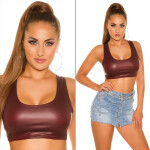 Sexy KouCla Crop Top Leatherlook red Einheitsgroesse