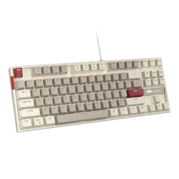 MageGee MK-STAR retro bielo-šedá / Mechanická klávesnica / US layout / kábel USB-A / RGB podsvietenie (MK-STAR Wg Brown)