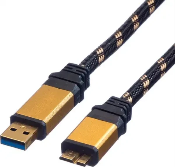 Roline USB-A - micro-B čierno-zlatý / Kábel / prepojovací / 0,8 m (JAB-1944110)