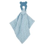 NATTOU Hryzačka silikónová bez BPA s bavlnenou dečkou 28 x 28 cm blue