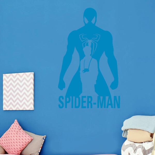 Veselá Stena Samolepka Spiderman silueta Farba: modrá, Veľkosť: 100 x 61 cm