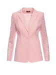 Dámske sako s čipkovanými rukávmi M865 Powder pink - MOE XXL pudrovo-růžová
