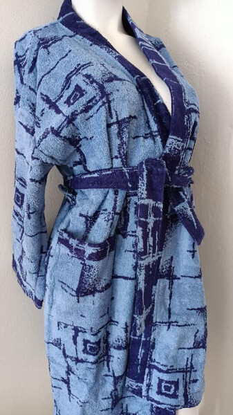 VÝPREDAJ - Detský froté župan modrý so vzorom - Vestis 140