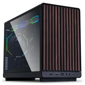 Lian Li DAN A3-mATX Wood Edition čierna / Micro ATX / 2x USB 3.0 A / 1x USB-C / bez zdroja / priehľadná bočnica (A3X-WDG)