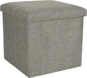 KIK Skladacia pufa sivá / Puf s úložným priestorom / 38 × 38 × 38 cm / do 100 kg (KX4620)