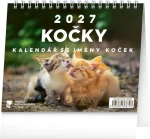 NOTIQUE Mačky - s menami mačiek 2027 / Stolný kalendár / 16,5 × 13 cm