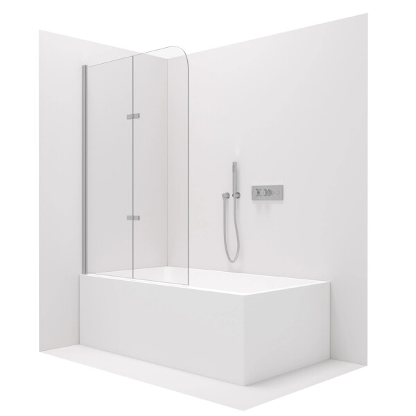 CERANO - Vaňová zástena dvojdielna Vasca - chróm, transparentné sklo - 120x140 - otočná/zalamovacia CER-413501