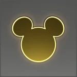 Yellowpop Disney Mickey Mirror zlatá / Neón / LED zrkadlo / 50x44 cm (YPDI-MIC-MIR-G)