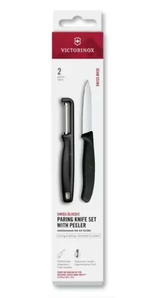 VICTORINOX Swiss Classic Kuchynský nôž a škrabka 2 ks čierna / rovné ostrie (6.7113.21)