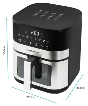 Esperanza EKA003 čierna/nerez / Teplovzdušná fritéza / 1400 W / 5 L / 8 programov / 200 °C (EKA003)