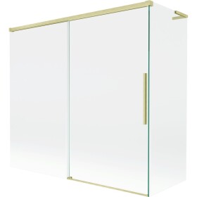 MEXEN/S - Rox L vaňová zástena 2-krídlová posuvná 170 + 70 x 150, transparent, zlatá kartáčovaná 8C9L-170-070-55-00