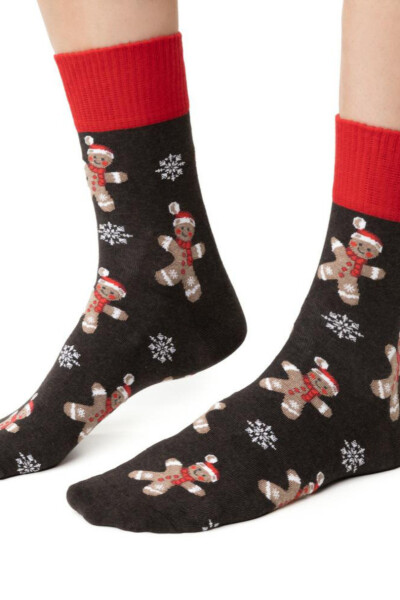 VIANOČNÉ PONOŽKY PRE ŽENY 136 BRONZOVÁ MELANŽE 35-37