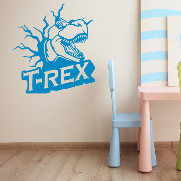 Veselá Stena Samolepka Dinosaurus T-REX Farba: modrá, Veľkosť: 100 x 109 cm