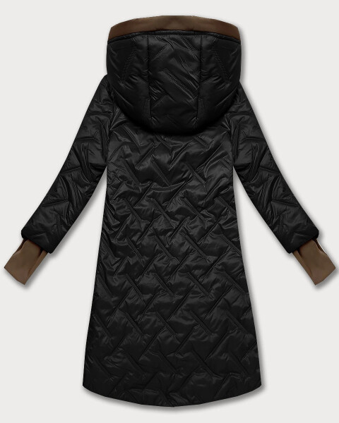 Dámska čierna prešívaná bunda s ozdobnými vložkami (T2-2291#-1) odstíny černé 50