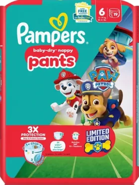 Pampers Baby-Dry Pants Paw Patrol 14-19 kg (19 ks) / plienkové nohavičky / veľkosť 6 (14-19 kg) (8700216614214)