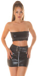 Sexy 2v1 Bandeau Crop Top flitrami zipsom black