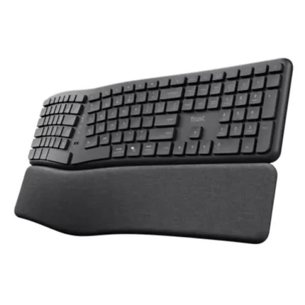Trust Keyra čierna / Ergonomická bezdrôtová klávesnica / membránová / Bluetooth + RF / US Layout (25459)