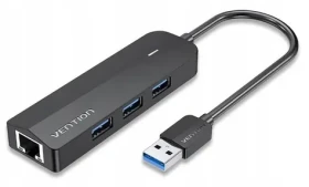 Vention čierna / USB hub 5v1 / 3x USB-A 3.2 Gen 1 / Gigabit Ethernet RJ-45 / 5 Gbit / s (CHNBB)