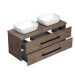 Kúpeľňová skrinka s čiernou úchytkou a krycou doskou SAT Cube Way 120x47,5x46 cm dub Wellington mat CUBE46C1203DW45 CUBE46C1203DW45