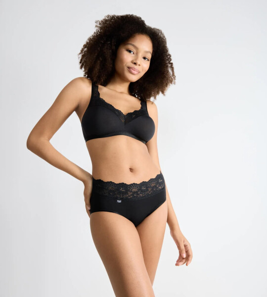 Sloggi Romance - midi nohavičky z bavlny Supima® s čipkou Sloggi BLACK 38