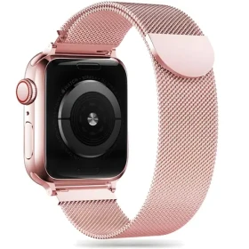 Tech-Protect MilaneseBand ružová / Remienok milánsky ťah / pre Apple Watch Series 4-9, SE, Ultra 1 a 2 / 42/44/45/49 mm