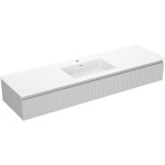 MEXEN/S - Rivel kúpeľňová skrinka 160 cm s umývadlom Otis, 1 šuplík, reliéf, šedá mat/biela mat 91A20-16023-1-BF62-W18M01