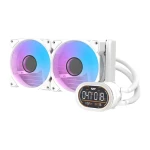 DarkFlash DH240D v2 biela / AiO chladič CPU / 2x 120 mm / Segmentový displej / ARGB podsvietenie / Intel + AMD (DH240D WHITE v2)