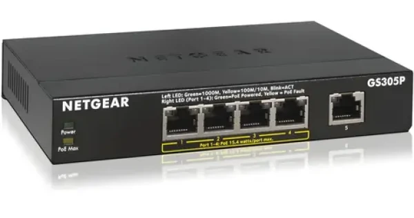 Netgear GS305PP / Switch / 5x Gigabit / 5x PoE+ / neriadený (GS305PP-300EUS)