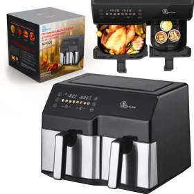 Extralink Home Air Fryer SJ-1000 čierna / Teplovzdušná fritéza / Dual Zone 6 +4 l / 2500 W / dotykové ovládanie (EX.38671)