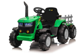 Mamido Mamido Detský elektrický traktor s vlečkou 12V 7Ah EVA kolesá ECO koža zelený