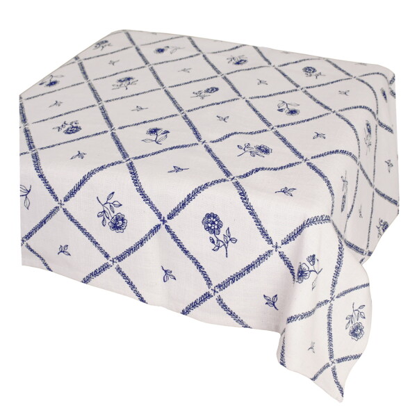 Strömshaga Bavlnený obrus Lovisa Blue / White 140 x 240 cm