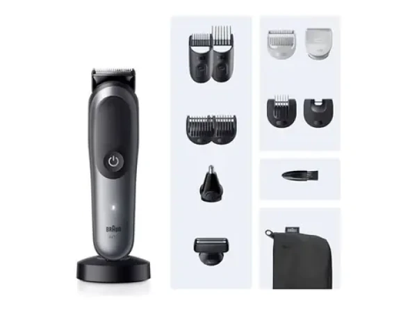 Braun AIO7560 tmavo šedá / Multifunkčný zastrihávač / 10 nástavcov / 120 min prevádzka / 0-21 mm (AIO7560)
