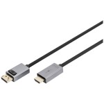 Digitus HDMI prepojovací kábel Zástrčka HDMI-A, Konektor DisplayPort 1.8 m čierna DB-340202-018-S 4K UHD, trojžilový tienený, flexibilný, bez halogénov HDMI; DB-340202-018-S