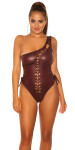 Sexy KouCla Coldshoulder Wetlook Body BORDEAUX Einheitsgroesse