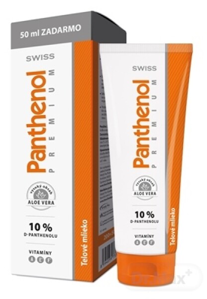 SWISS Panthenol premium 10% telové mlieko 200 + 50 ml