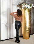 Sexy biker look faux leather leggings black