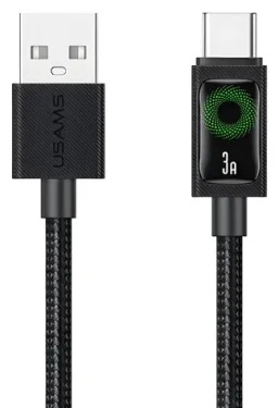 USAMS U92 čierna / Nabíjací a dátový kábel / USB-C - USB-A / 18W / 1,2 m (SJ772USB01)