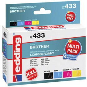 Edding Ink cartridge kompatibilná balenie po 4 ks čierna, zelenomodrá, purpurová, žltá EDD-433 Multi 4 Brother LC980bk+colREMAN 18-433; 18-433