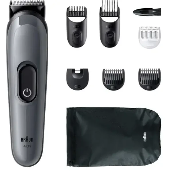 Braun AIO3540 Series 3 tmavo šedá / Zastrihávač / 8v1 / Celé telo / 0-21 mm / 50 min prevádzka (100002136800)